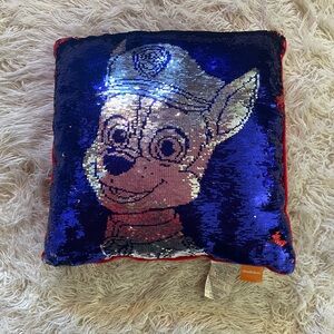 Nickelodeon Blue Sequin Pillow with Red Trim